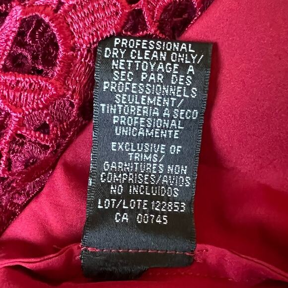 ML Monique Lhuillier Womens Red Raspberry Off The Shoulder Lace Overlay Dress 0P - Picture 11 of 13